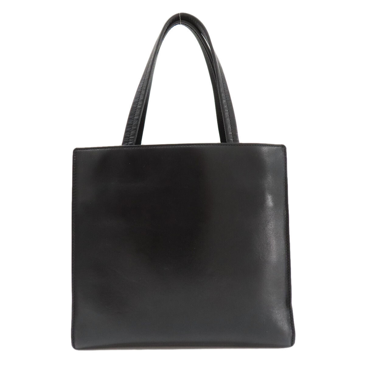 Prada Embossed Tote Black Triangle Bag 2way Leather